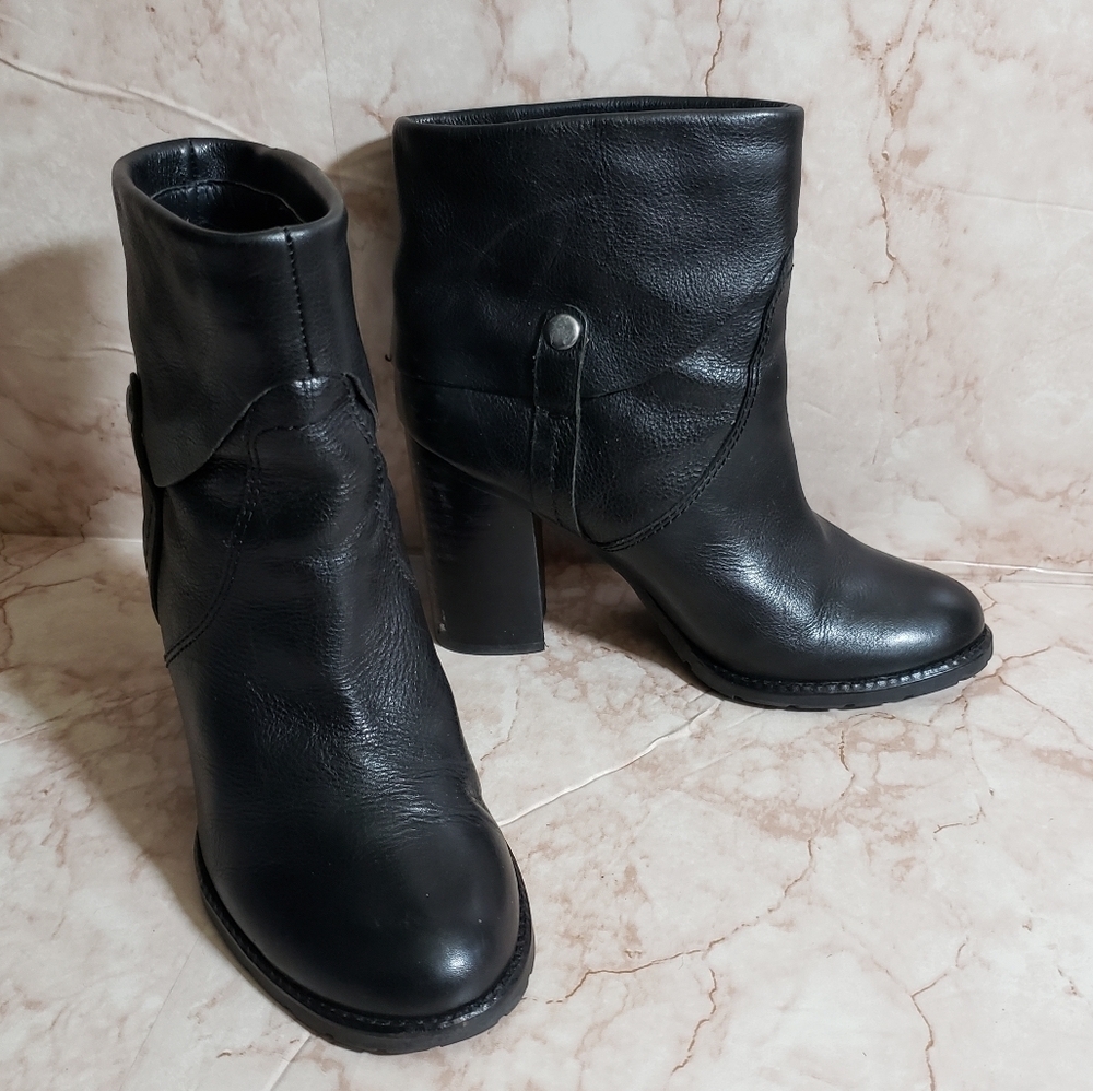 Franco Sarto 6 midcaf black heels boots